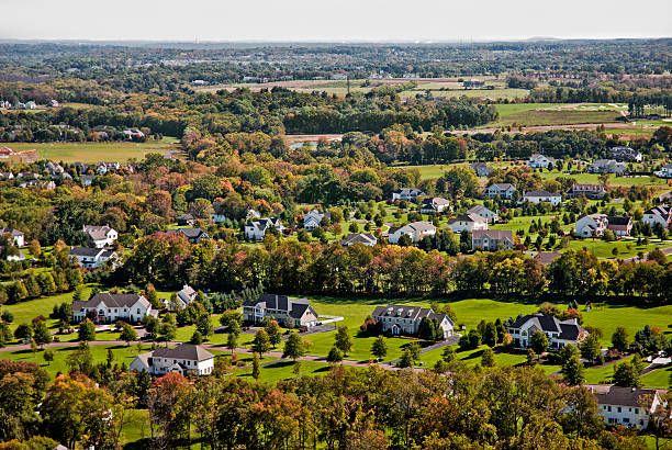 Residential neighborhoods and trees in Bucks County, PA